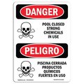 Signmission Safety Sign, OSHA, 24" Height, Aluminum, Pool Closed Strong Chemicals In Use, Spanish OS-DS-A-1824-VS-1626